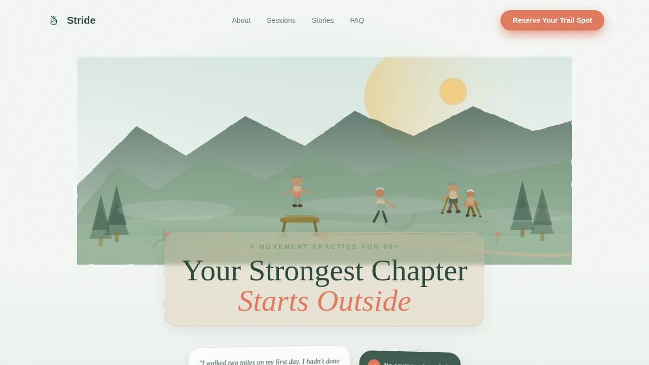 Outdoor Senior Fitness Trainer Quiz-Matching Website Template