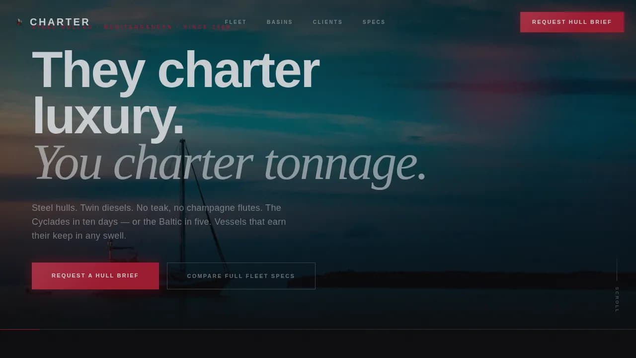 Tonnage — Luxury Yacht Charter Landing Page Template