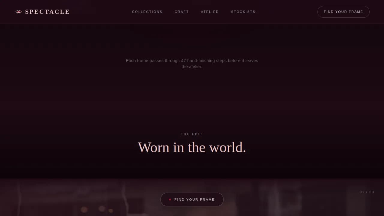 Spectacle — Premium Eyewear Retail Landing Page Template