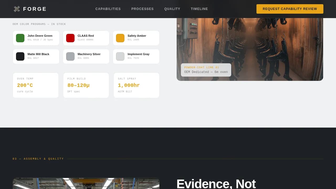 Agricultural Equipment Manufacturing Reviews & Social Proof Website Template