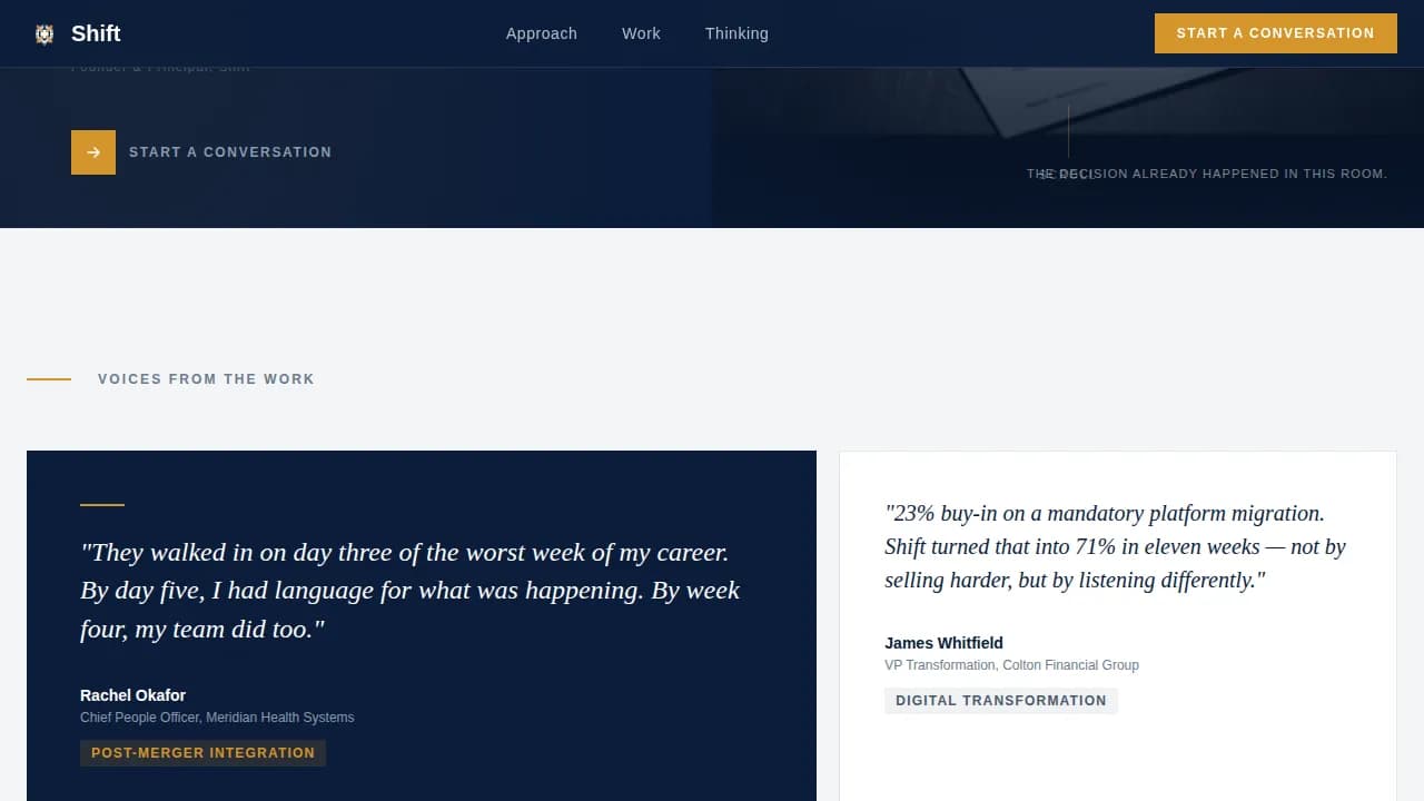 Advanced Consulting & Advisory Reviews & Social Proof Website Template