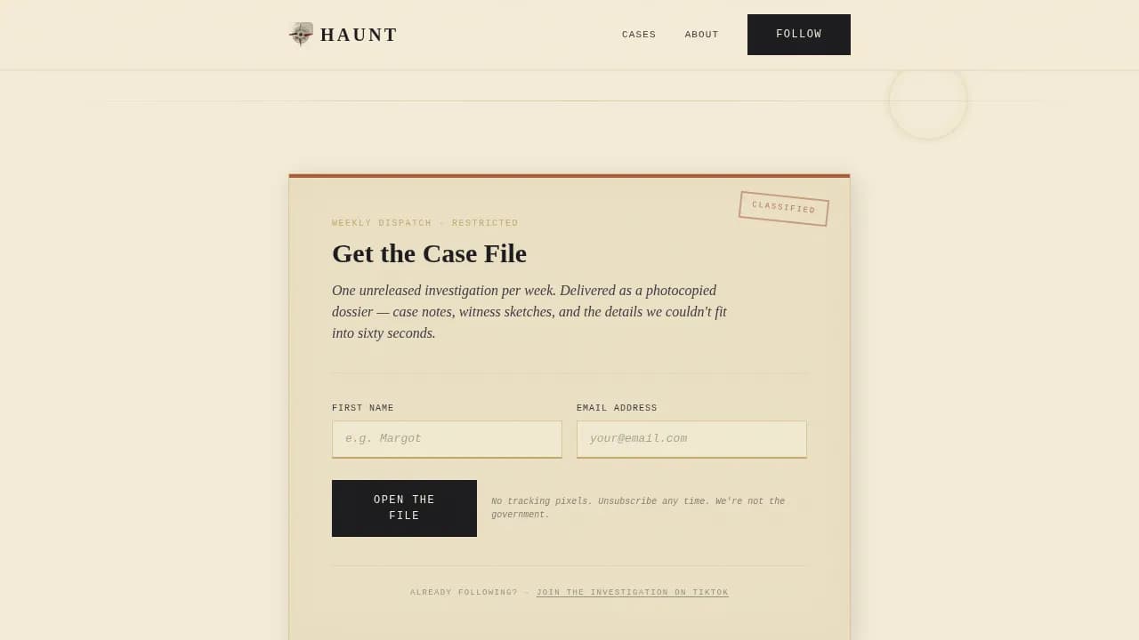 Haunt — Elite Paranormal Investigation Landing Page Template