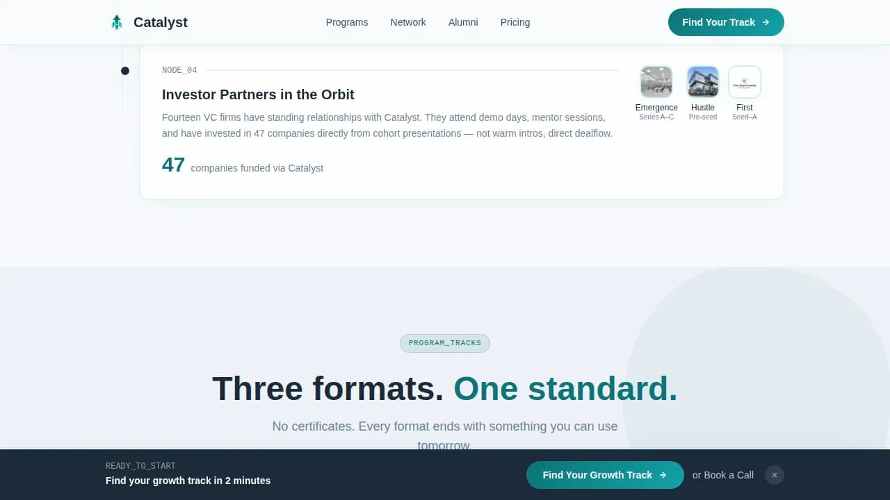 Catalyst — Elite Startup Accelerator Landing Page Template