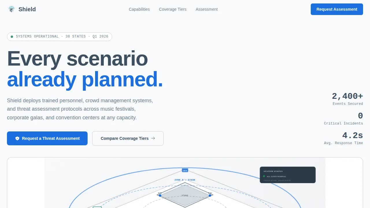Shield — Professional Security Services Landing Page Template