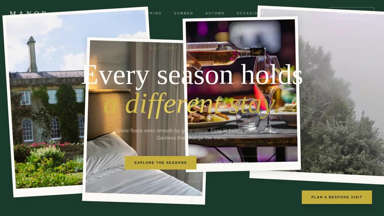 Manor — Luxury Resort Destination Landing Page Template