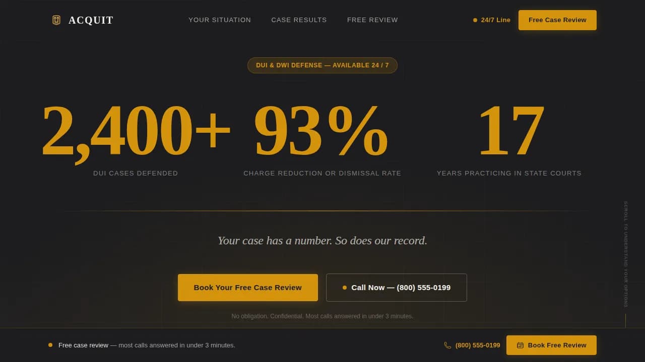 Acquit - Trusted DUI Defense Attorney Landing Page Template