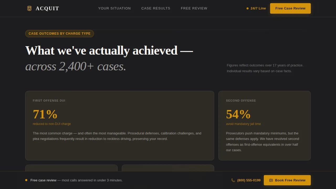 Acquit - Trusted DUI Defense Attorney Landing Page Template