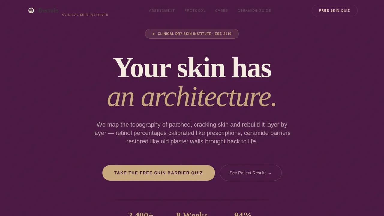 Hydrate — Clinical Skin Barrier Landing Page Template