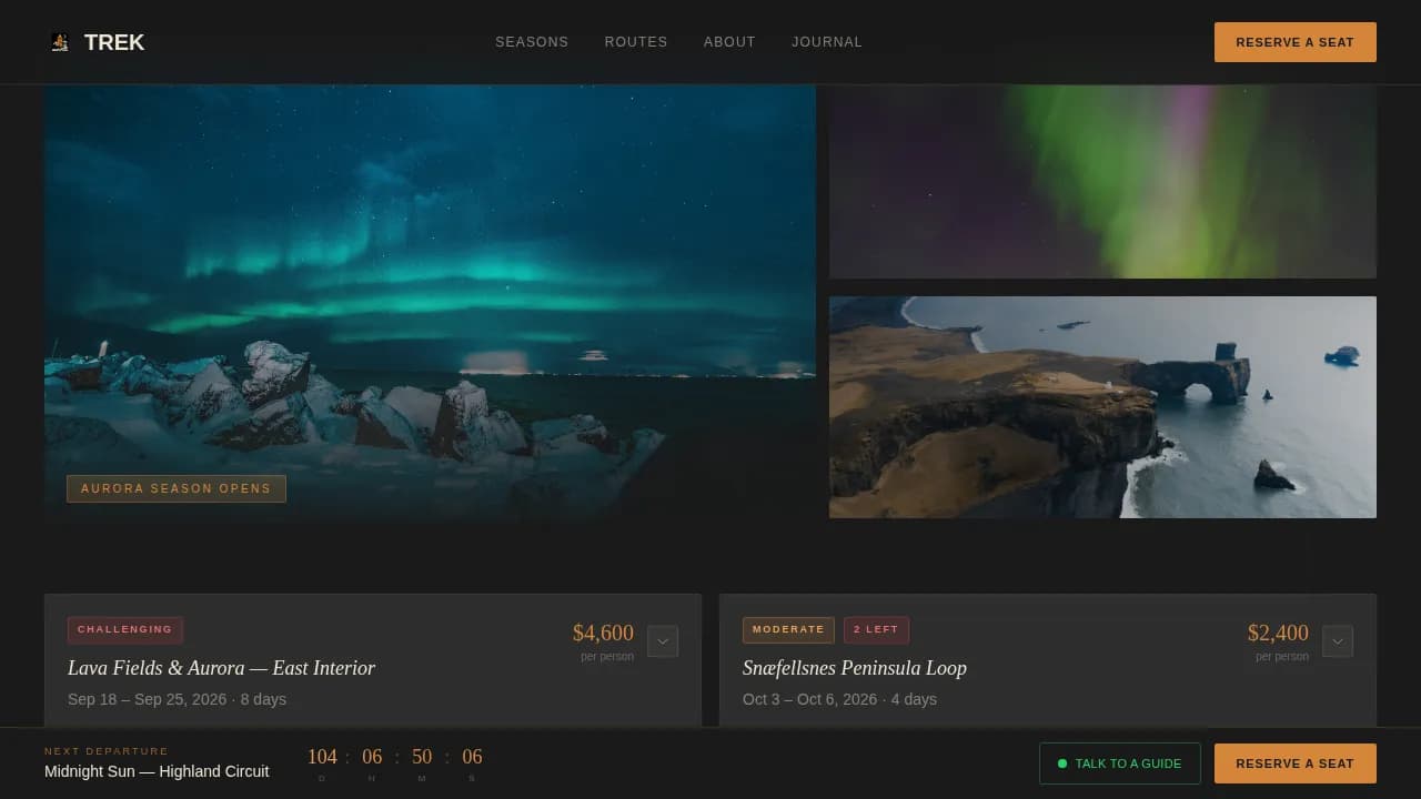 Explore — Immersive Nordic Adventures Landing Page Template