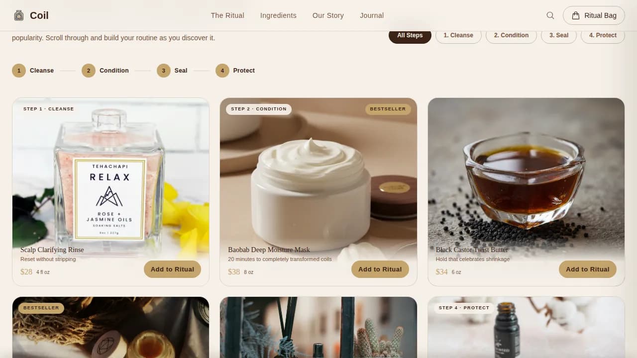 Define — Artisan Textured Hair Care Landing Page Template