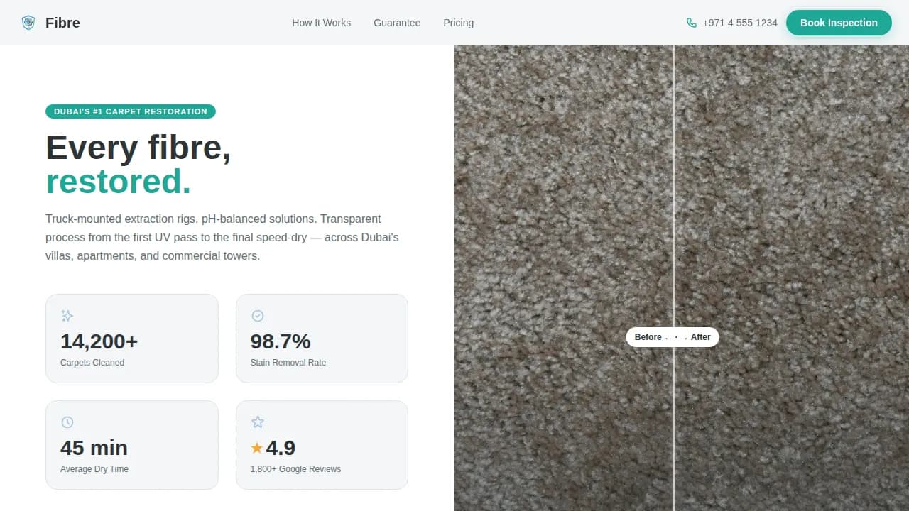 Fibre — Proven Carpet Restoration Landing Page Template