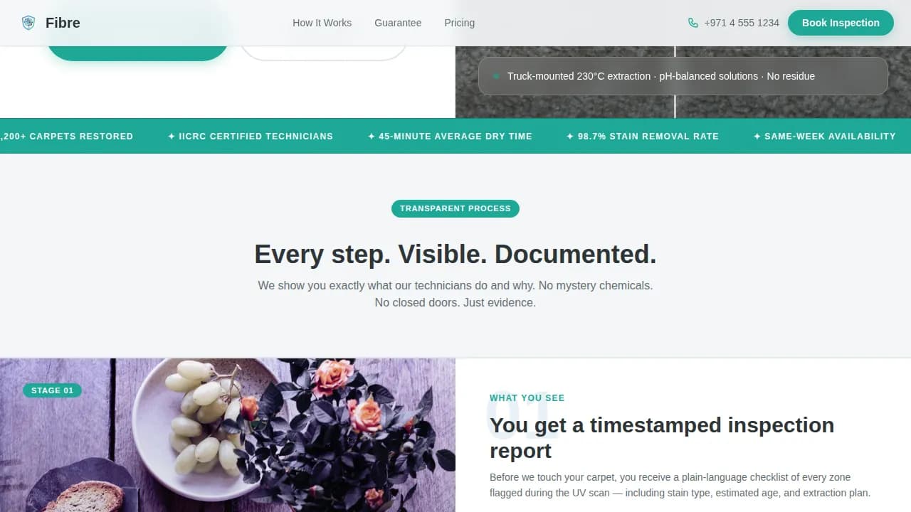 Fibre — Proven Carpet Restoration Landing Page Template