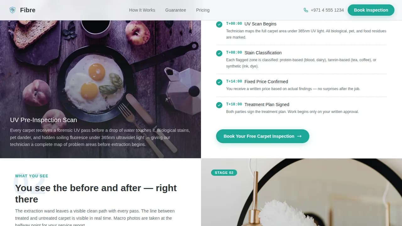 Fibre — Proven Carpet Restoration Landing Page Template