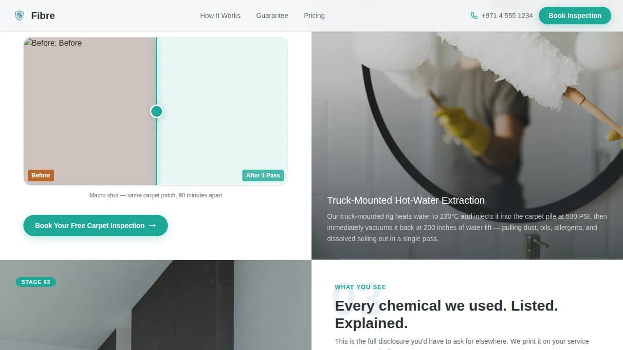 Fibre — Proven Carpet Restoration Landing Page Template