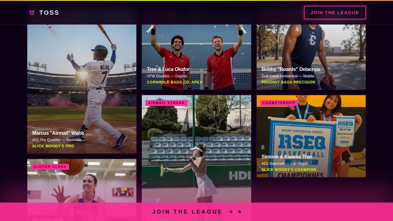 Volley — Instant Cornhole League Landing Page Template