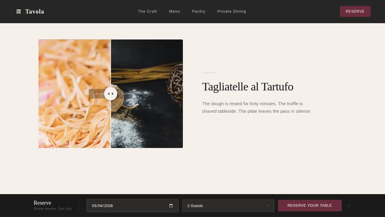 Cotta — Artisan Italian Dining Landing Page Template