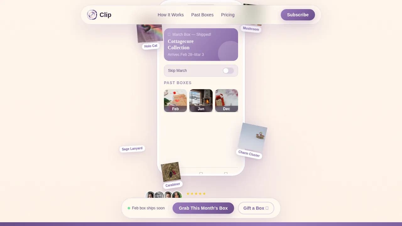 Charm — Curated Accessory Subscription Landing Page Template