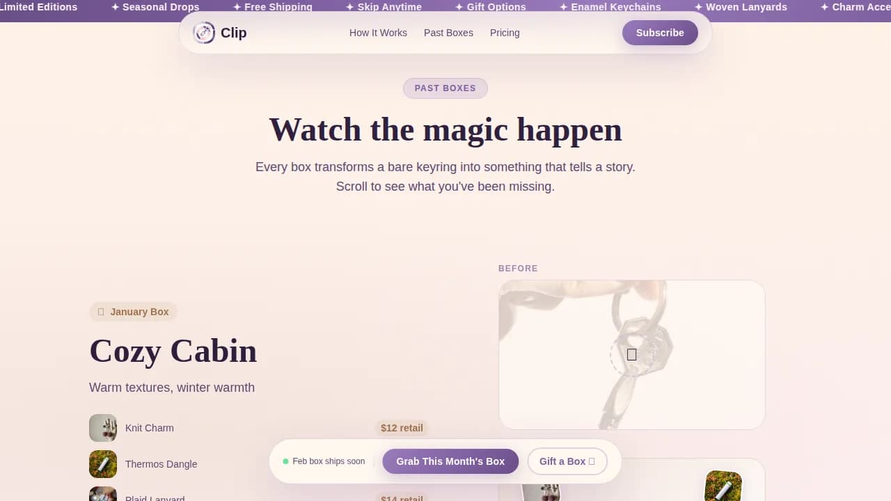 Charm — Curated Accessory Subscription Landing Page Template