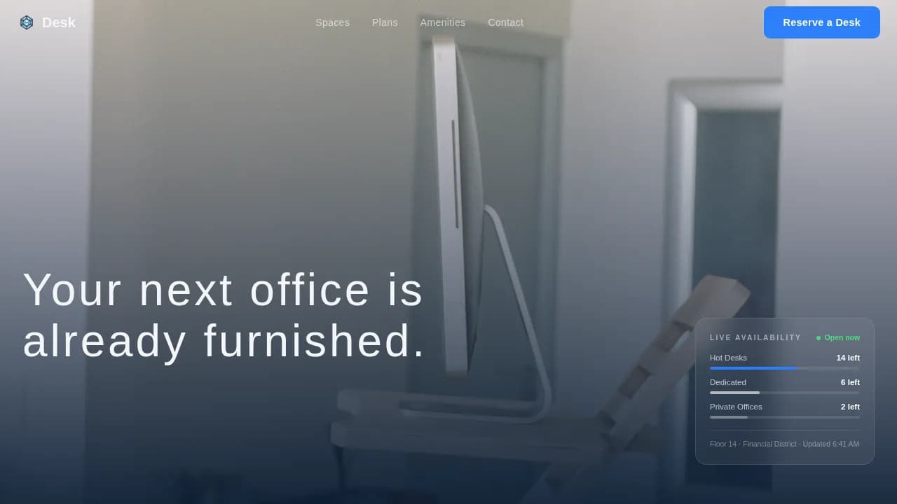 Co-Working & Shared Office Booking Website Template