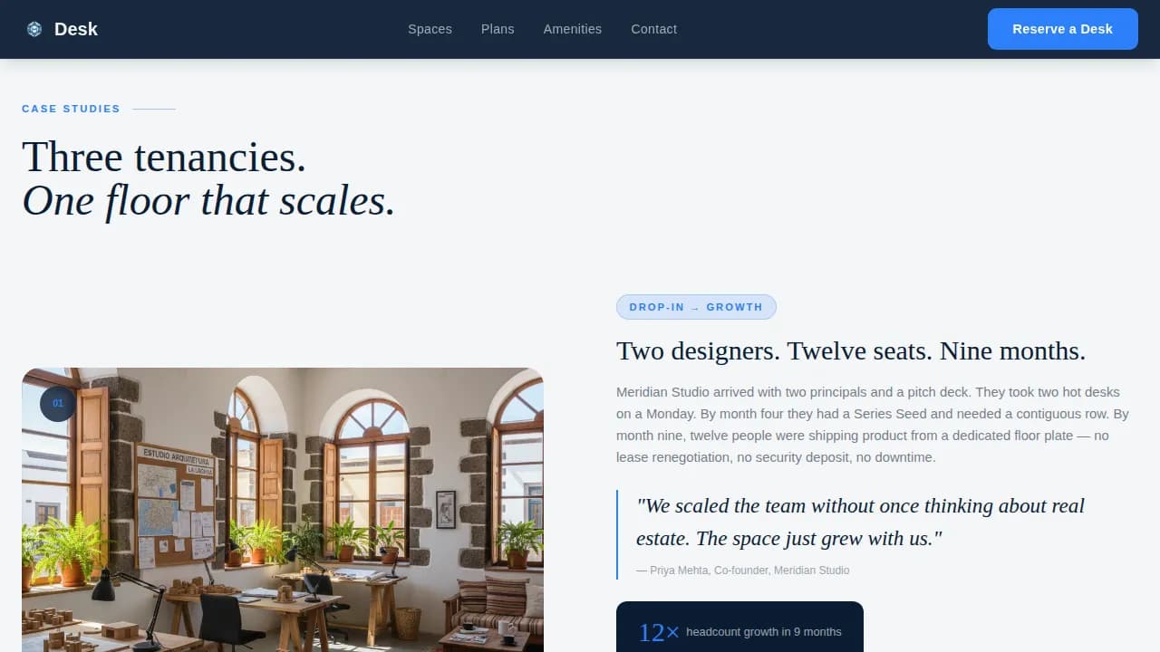 Co-Working & Shared Office Booking Website Template