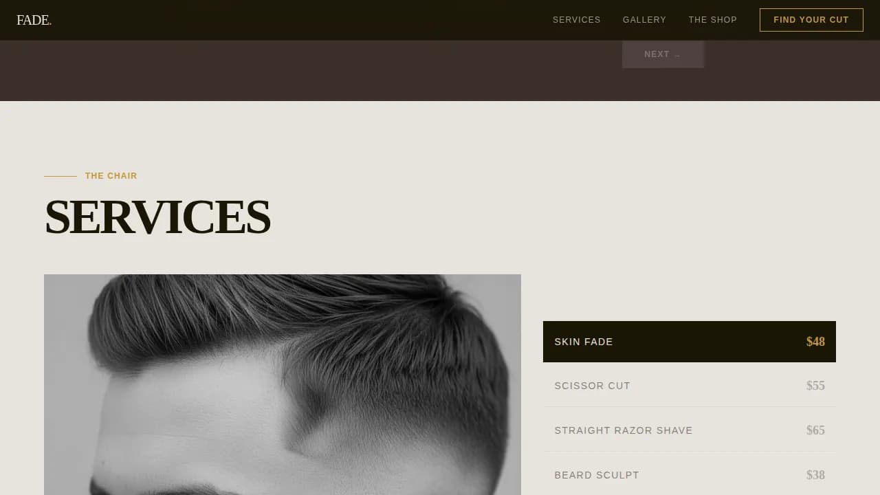 Classic Barbershop First Visit Conversion Website Template