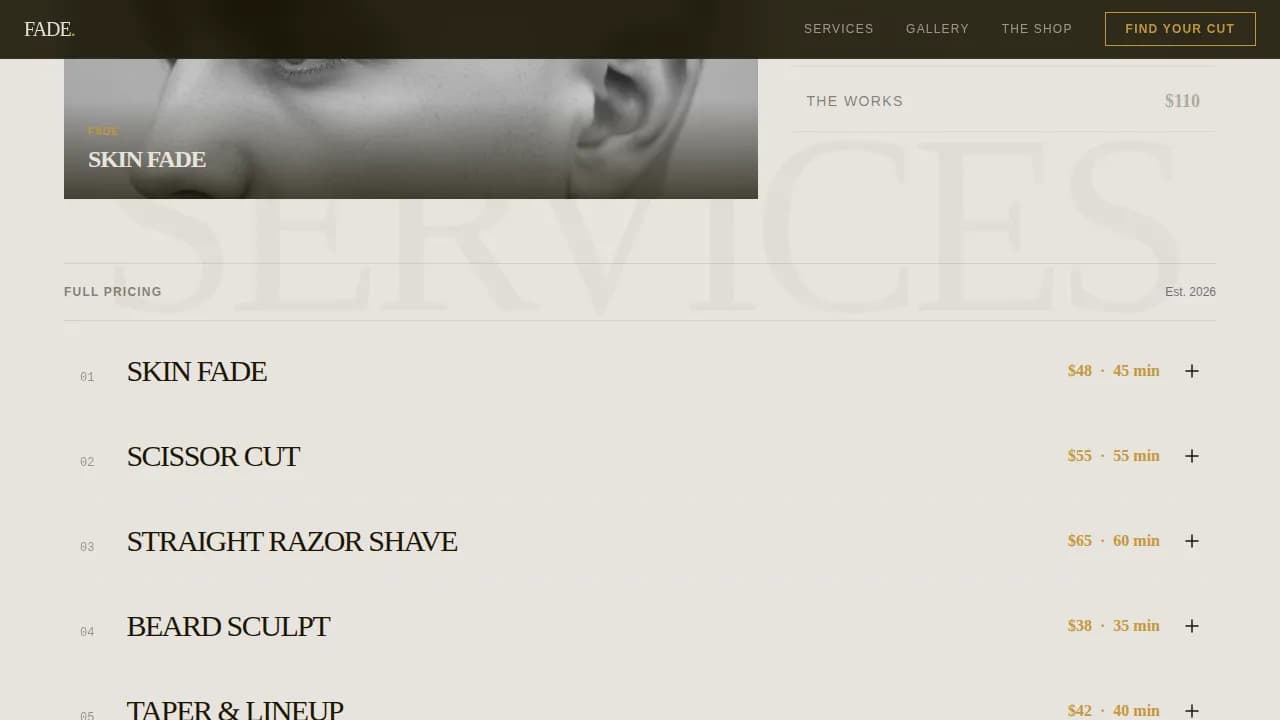 Classic Barbershop First Visit Conversion Website Template