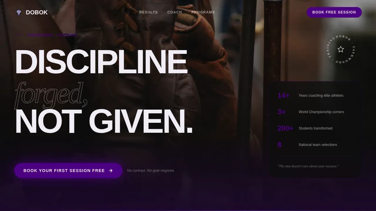 Taekwondo Booking Website Template