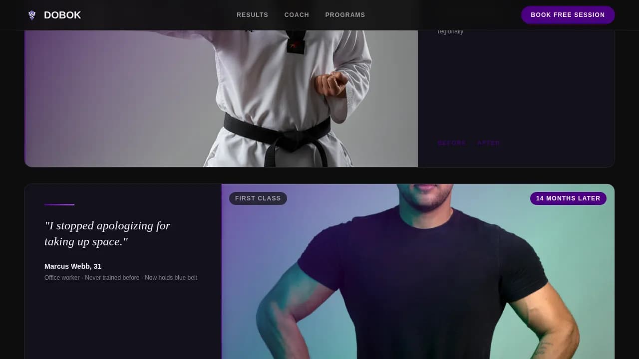 Taekwondo Booking Website Template