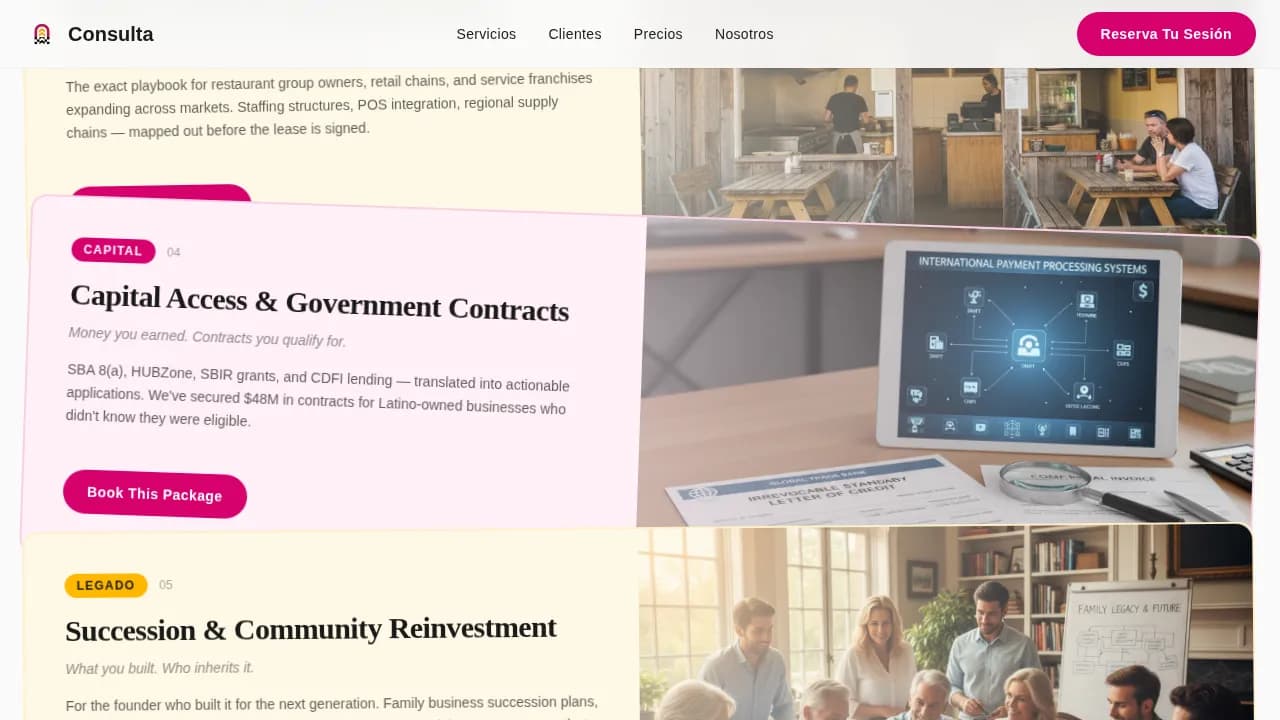 Hispanic-Owned Business Booking Website Template