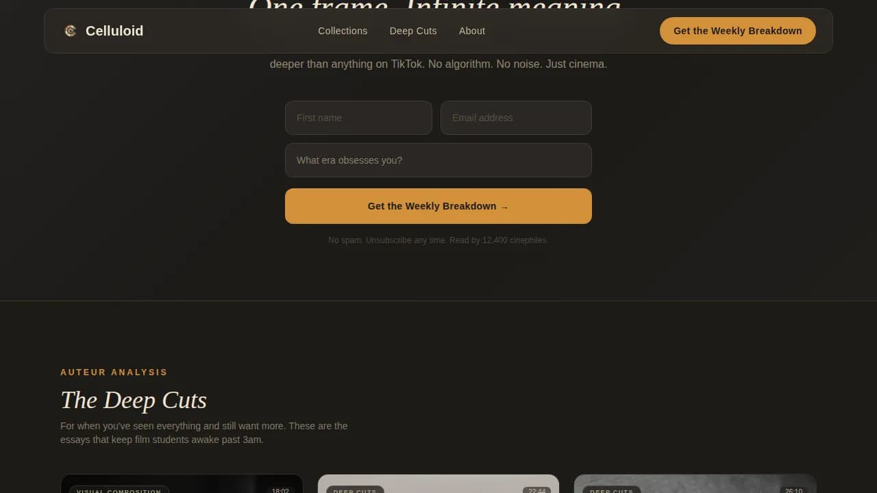Film & Cinema Analysis Content Professional Website Template