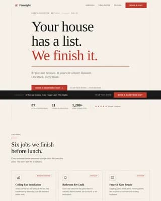 Fixwright - Editorial Handyman Service Landing Page Template