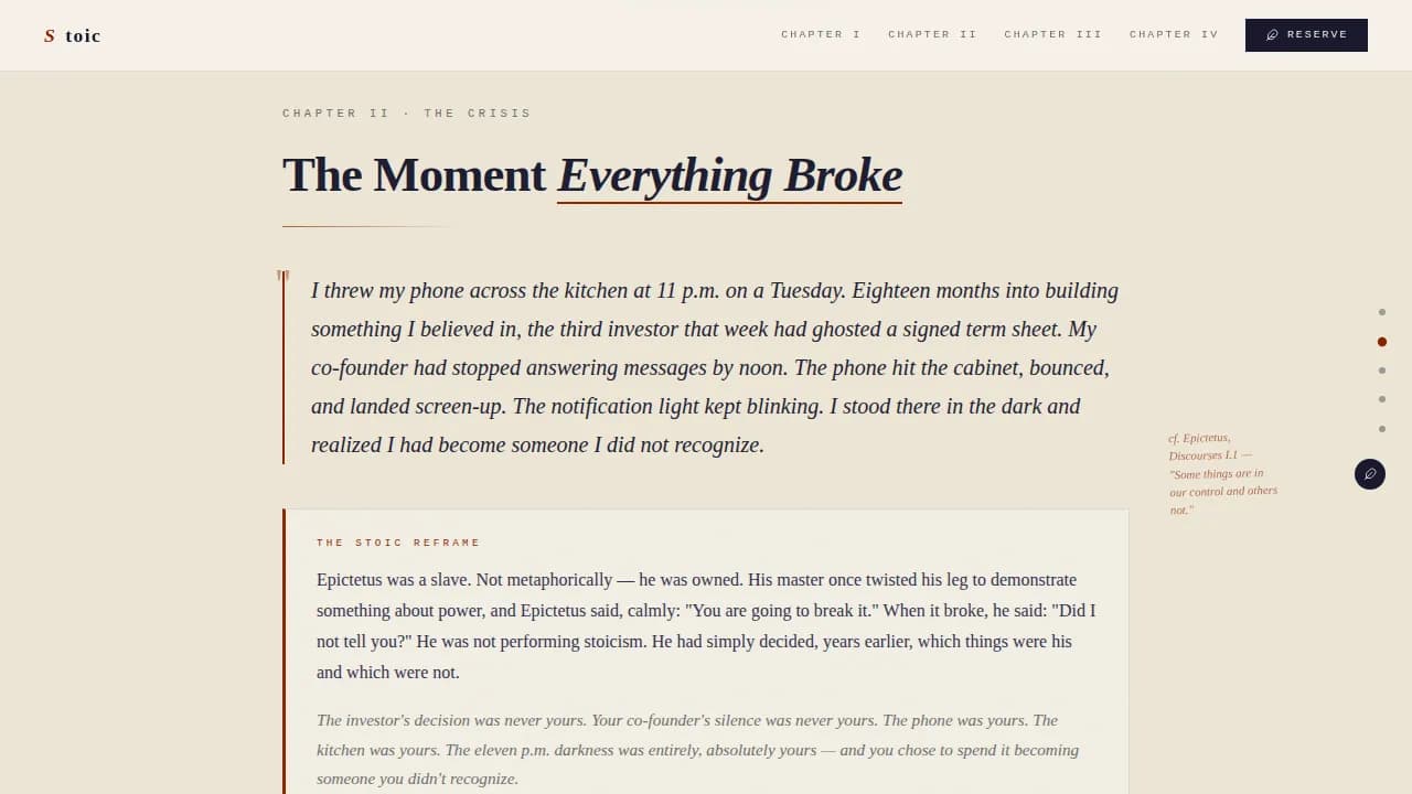 Stoicism Stoic Philosophy Blog Landing Page Template