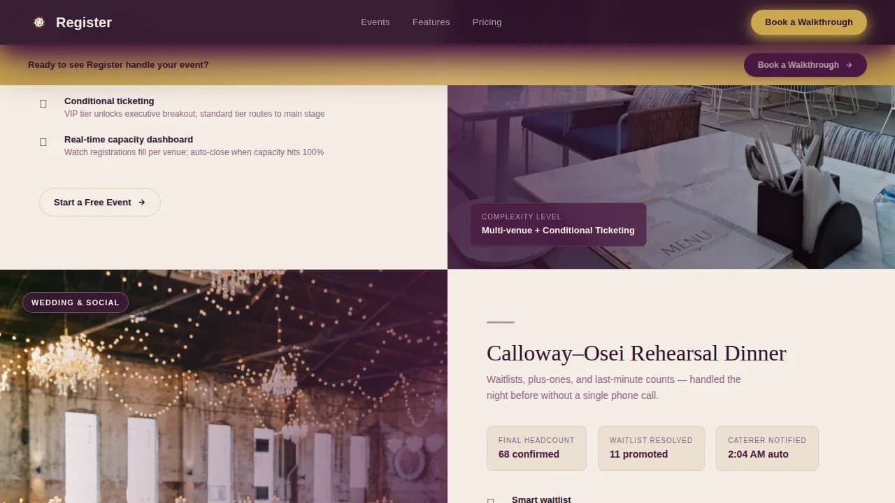 Ticketing & Event Platform Appointment Booking Website Template