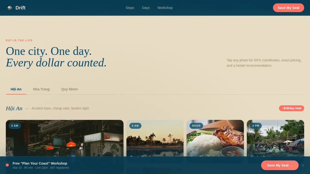 Escape — Immersive Vietnam Adventure Landing Page Template