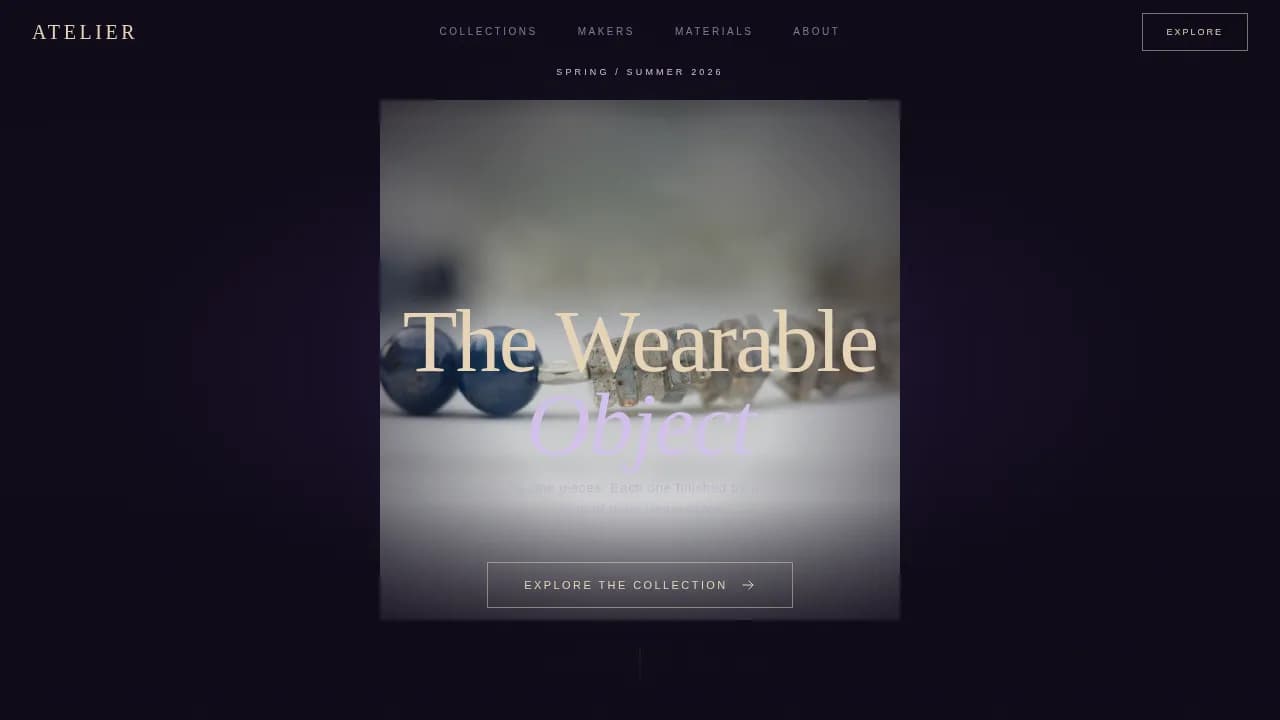 Atelier — Immersive Luxury Accessories Landing Page Template