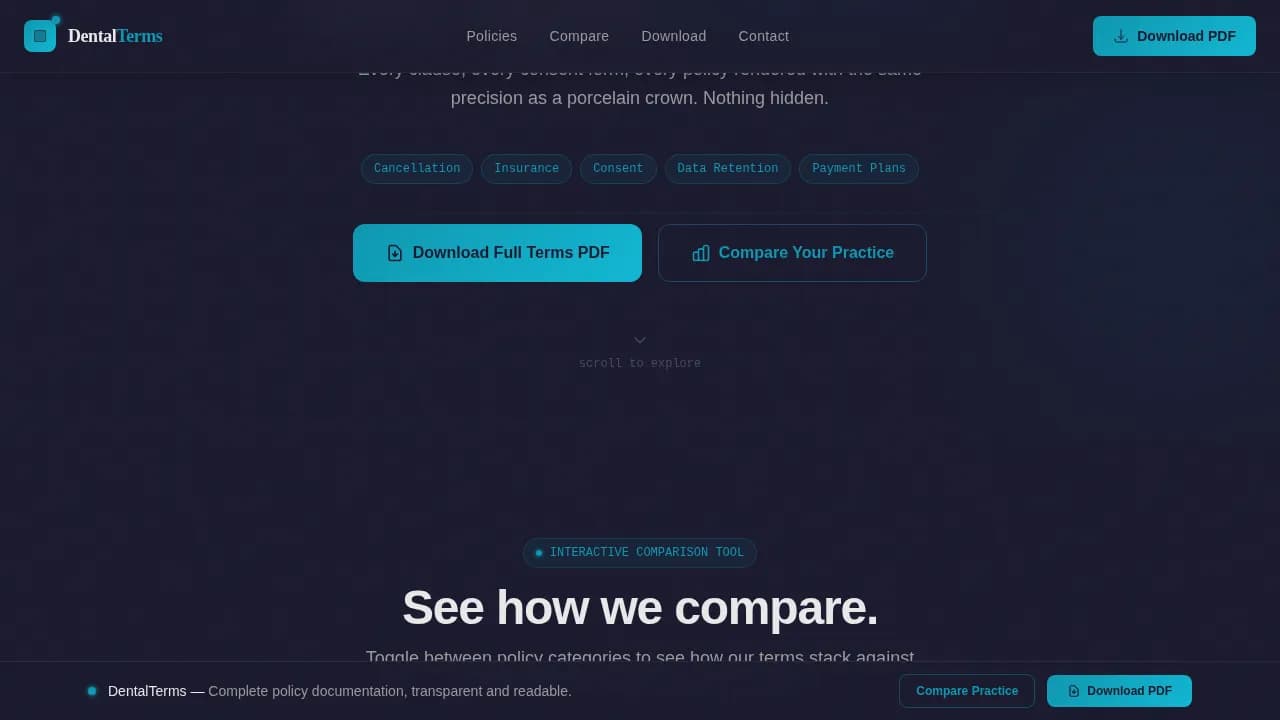 Dental Practice Policy & Insurance Comparison Website Template