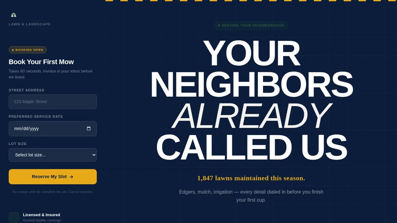 Landscaper Marketing Appointment Booking Website Template