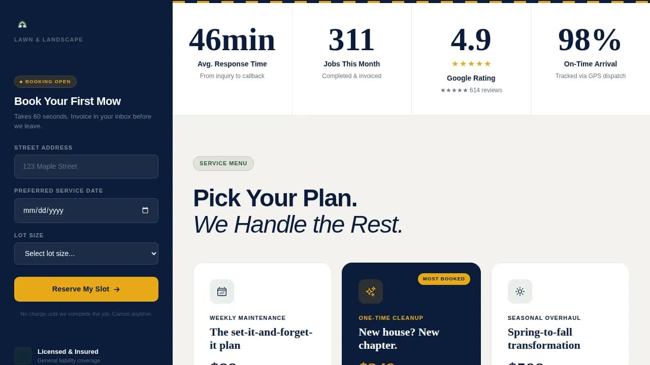 Landscaper Marketing Appointment Booking Website Template
