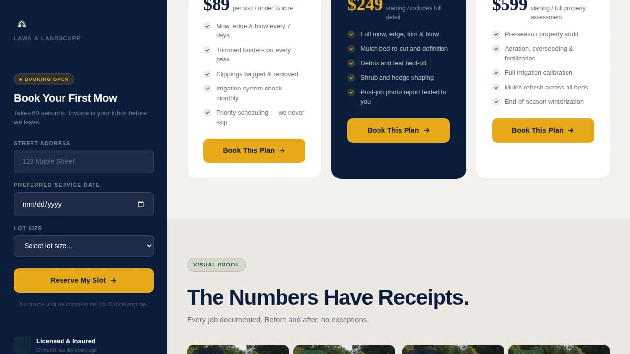Landscaper Marketing Appointment Booking Website Template