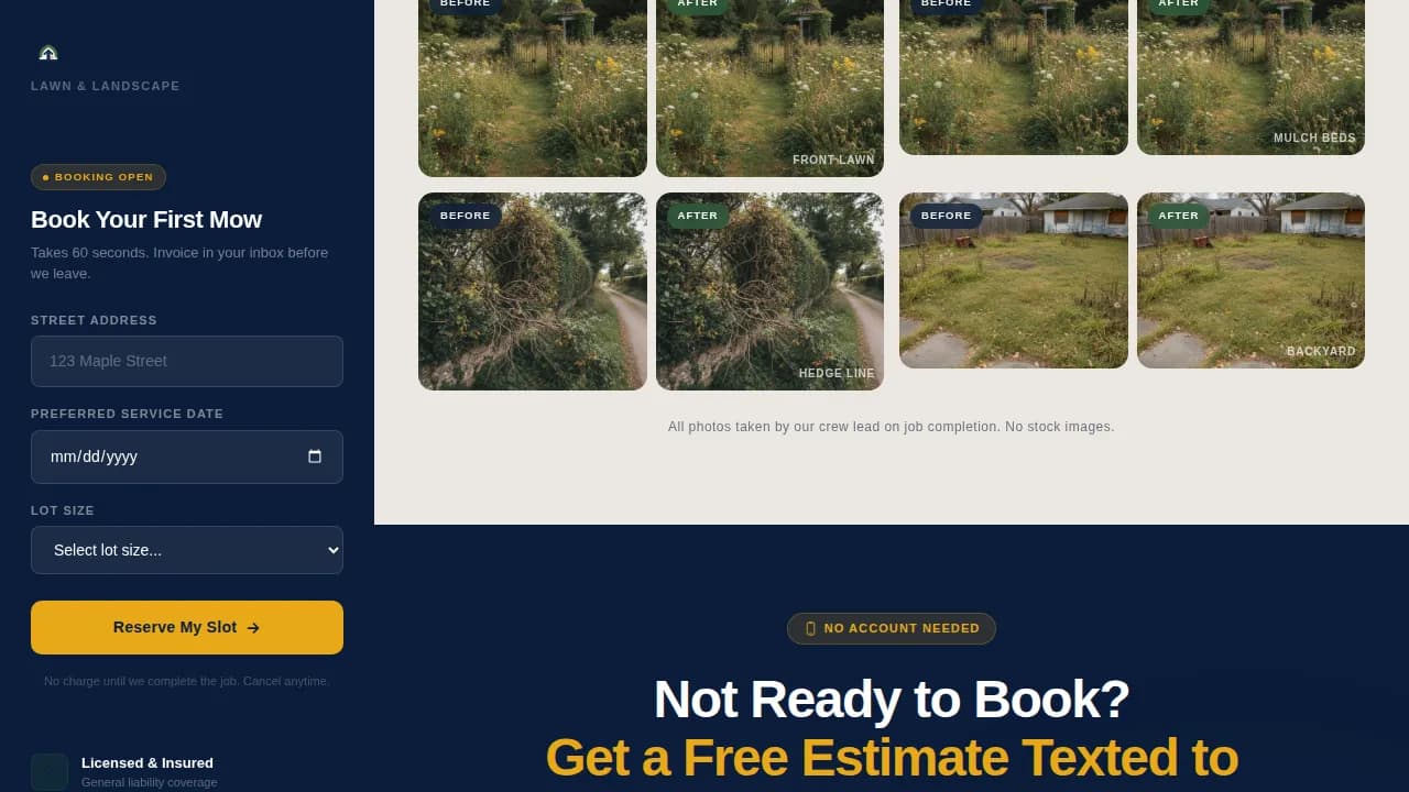 Landscaper Marketing Appointment Booking Website Template