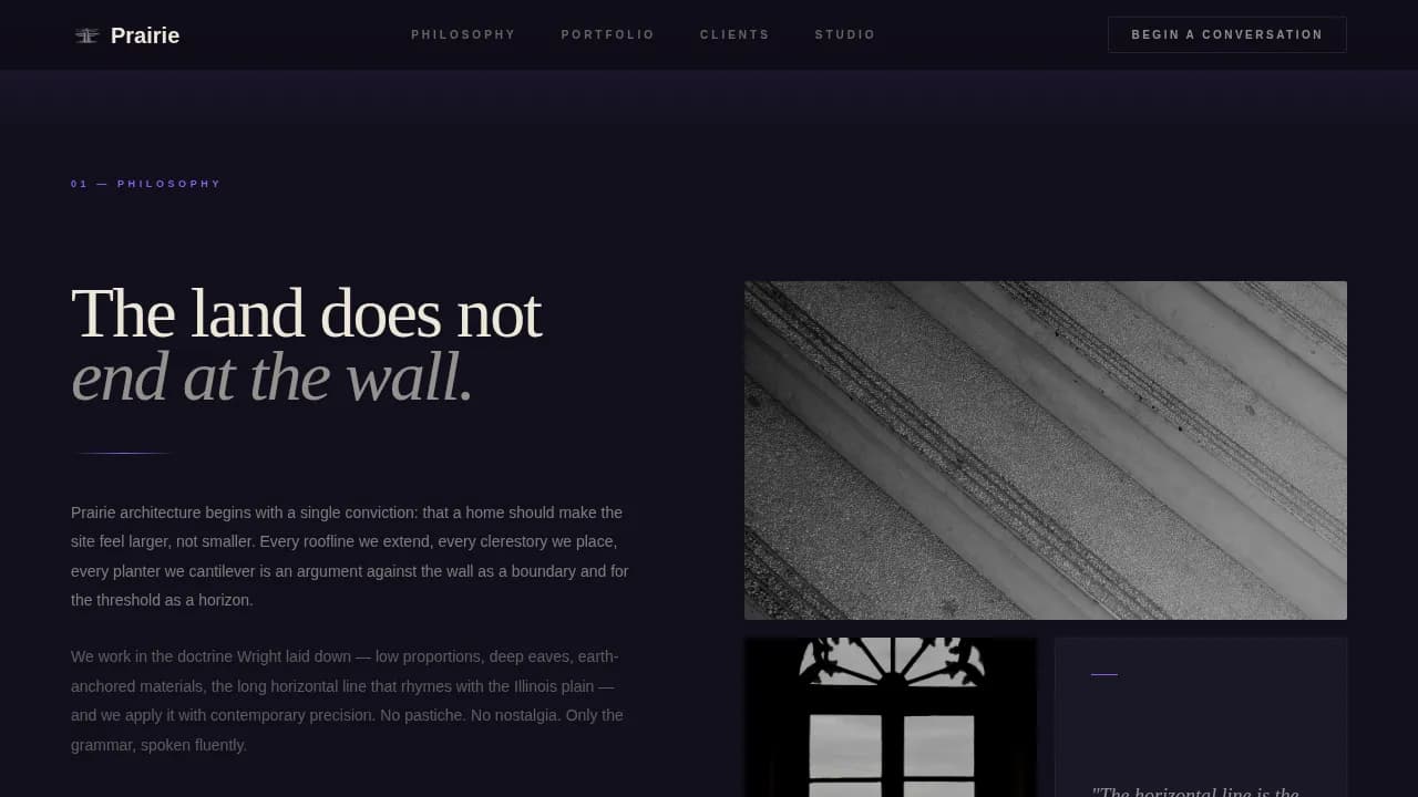 Prairie Style Architecture Appointment Booking Website Template
