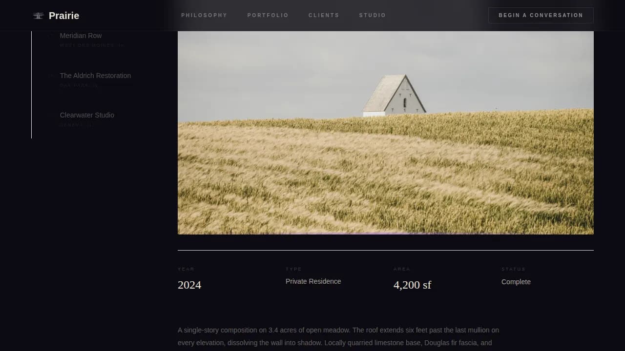 Prairie Style Architecture Appointment Booking Website Template