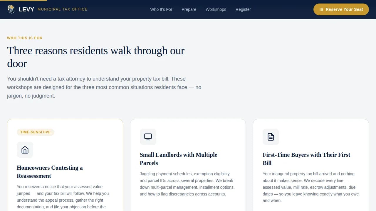 Revenue & Tax Authority Appointment Booking Website Template