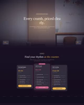 Bakery & Café Pricing & Packages Website Template