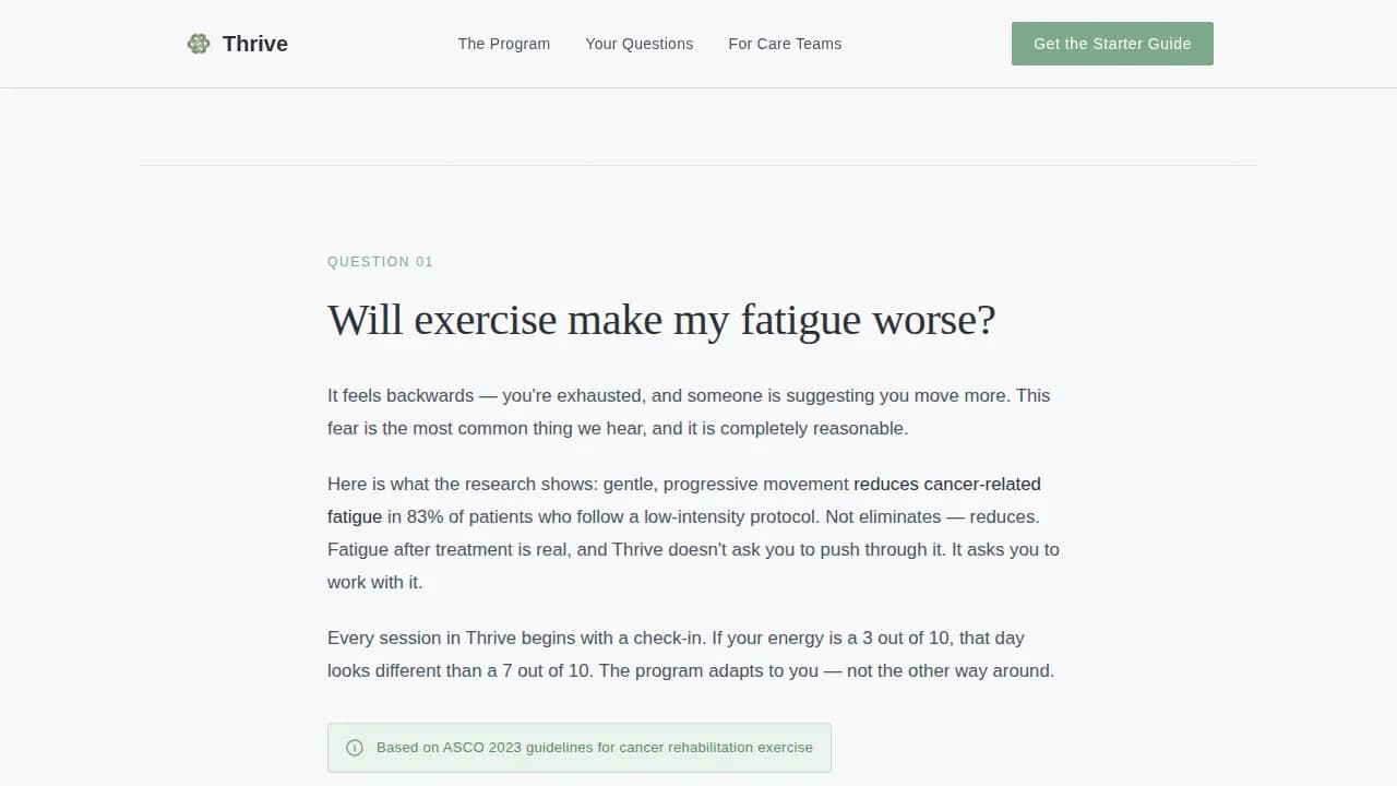 Cancer Recovery Care FAQ & Common Questions Website Template