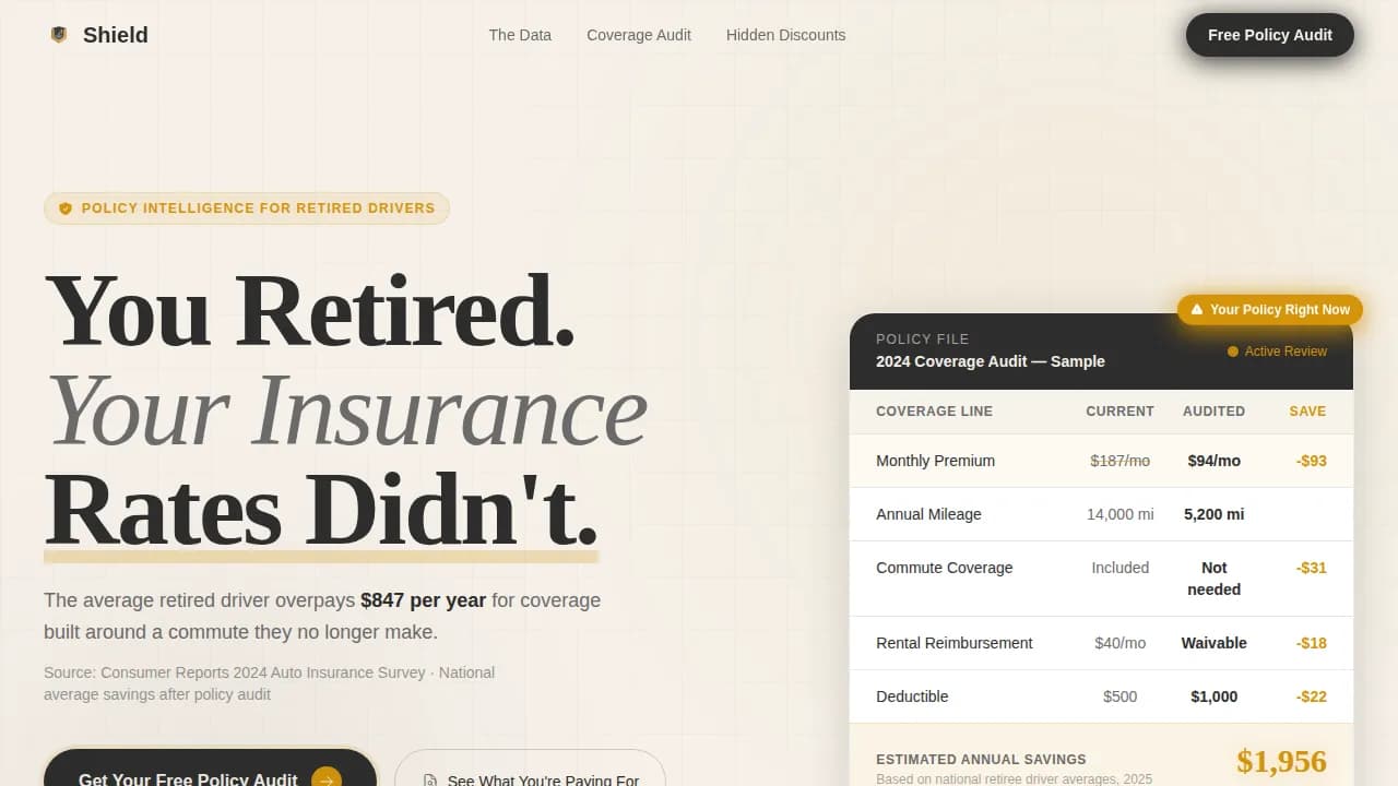 Complete Retiree Insurance Comparison Website Template