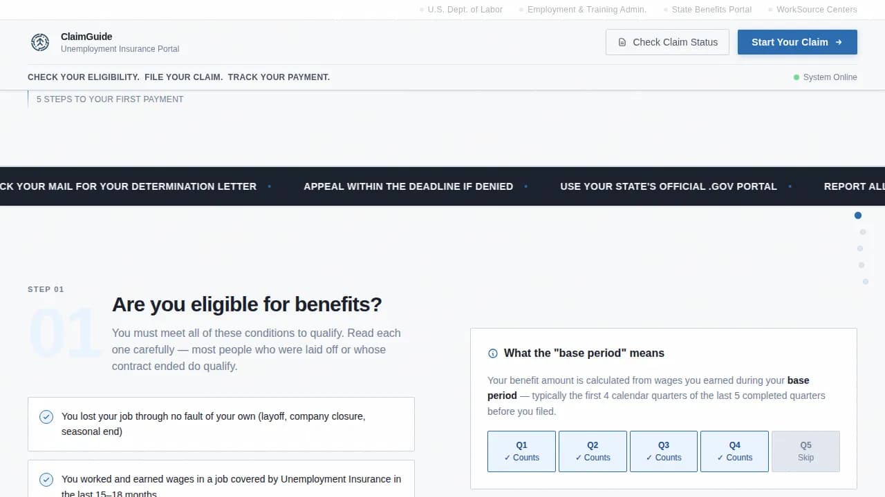 Navigate — Guided Unemployment Support Landing Page Template