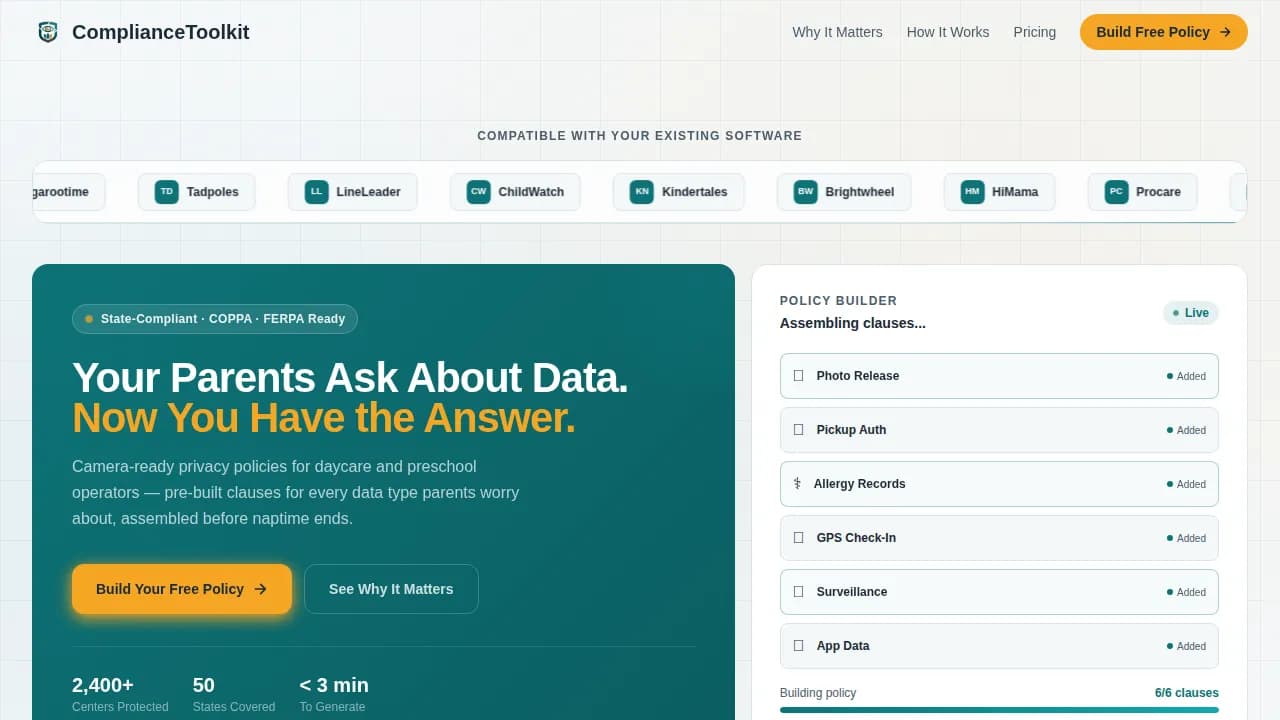 Safeguard — Regulatory Childcare Documentation Landing Page Template