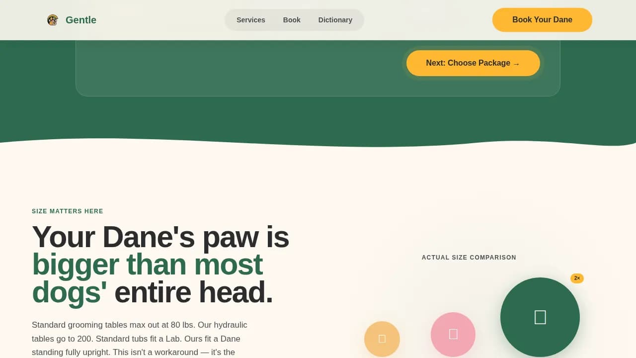 Gentle — Specialist Great Dane Grooming Landing Page Template