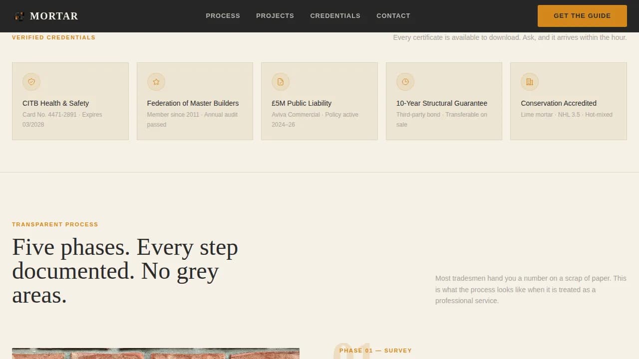 Masonry — Certified Masonry Artisan Landing Page Template